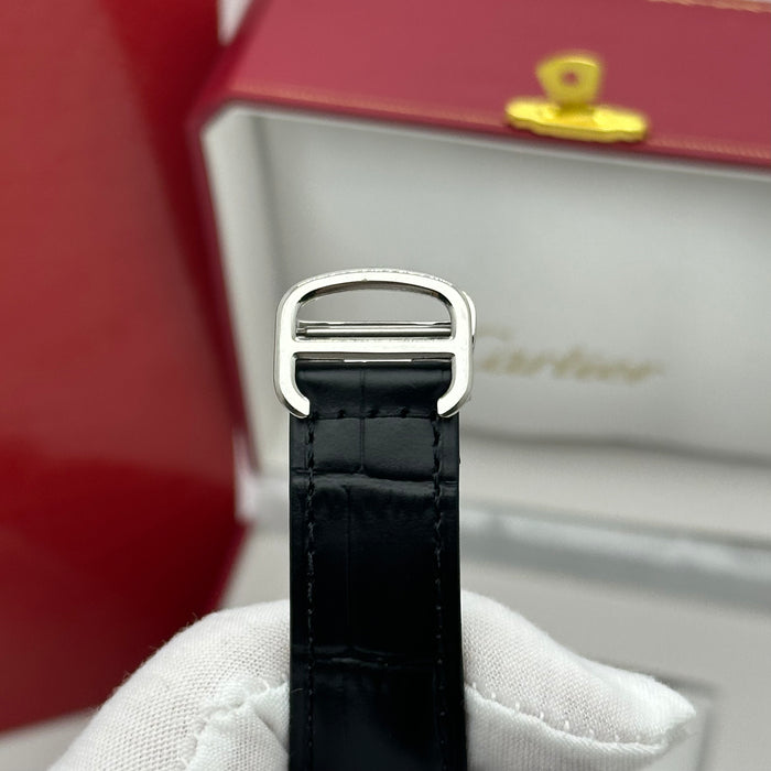 Cartier Style Automatic Skeleton Watch – Blue Dial Open Heart Luxury