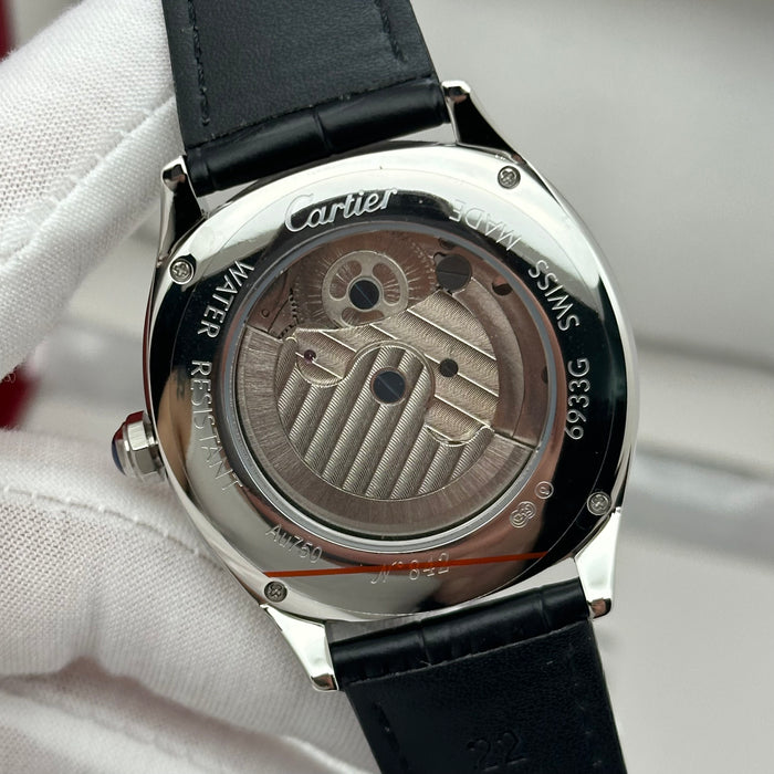 Cartier Style Automatic Skeleton Watch – Blue Dial Open Heart Luxury
