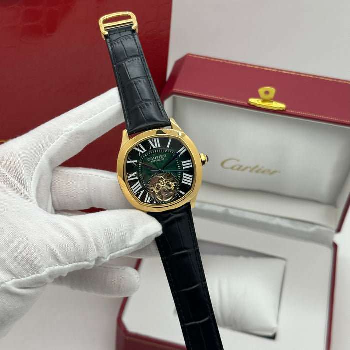 Cartier Style Gold Automatic Open Heart Watch – Green Dial Luxury Edition