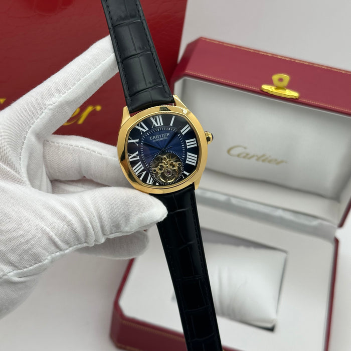 Cartier Style Gold Automatic Open Heart Watch – Blue Dial Luxury Edition