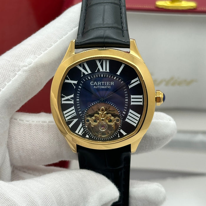 Cartier Style Gold Automatic Open Heart Watch – Blue Dial Luxury Edition