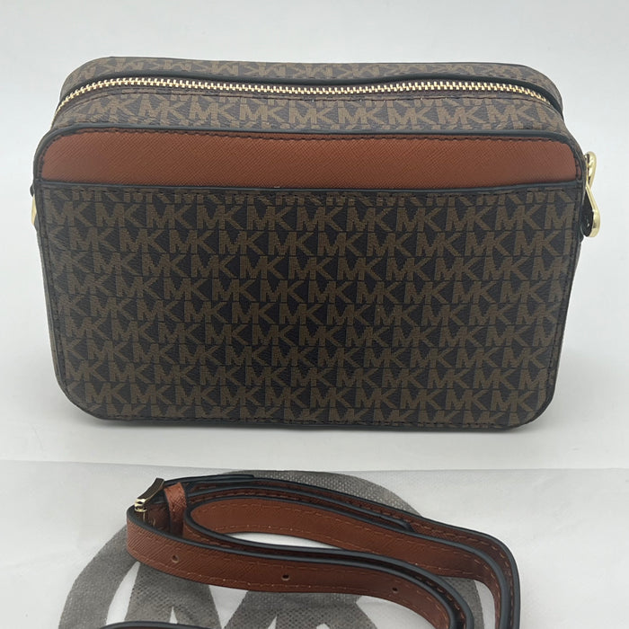 Michael Kors Jet Set Small Crossbody Bag – Signature MK Canvas with Chain Detail