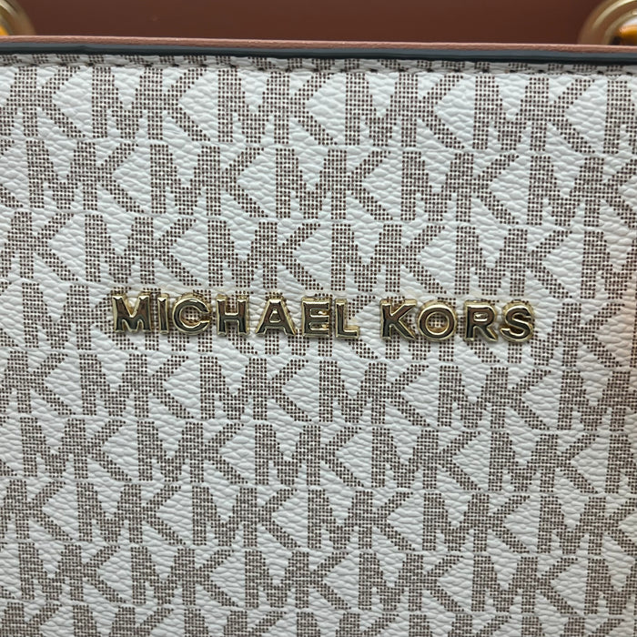 Michael Kors Signature Large Tote Bag – MK Canvas with Tortoiseshell Chain Handles