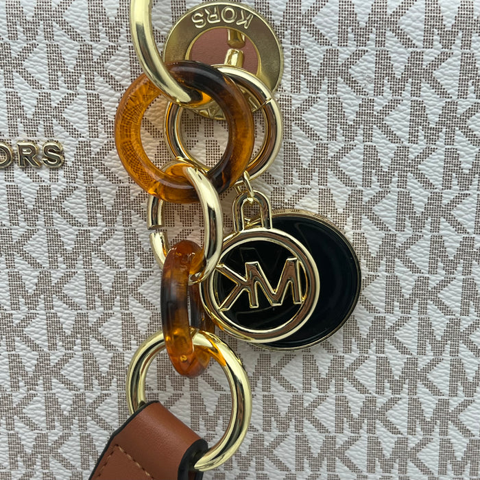Michael Kors Signature Large Tote Bag – MK Canvas with Tortoiseshell Chain Handles