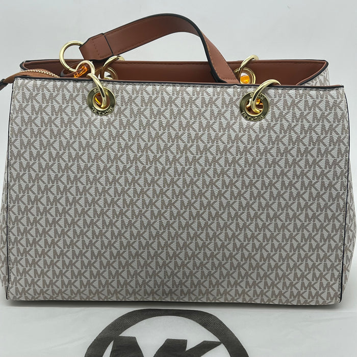 Michael Kors Signature Large Tote Bag – MK Canvas with Tortoiseshell Chain Handles