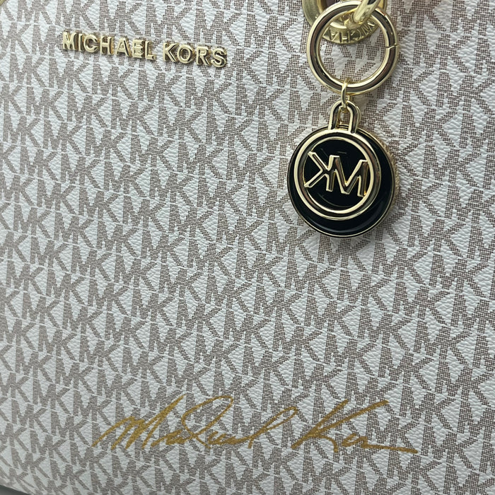 Michael Kors Signature Large Tote Bag – MK Canvas with Tortoiseshell Chain Handles
