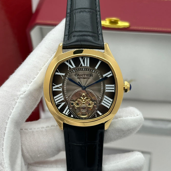 Cartier Style Gold Automatic Open Heart Watch – Champagne Dial Luxury