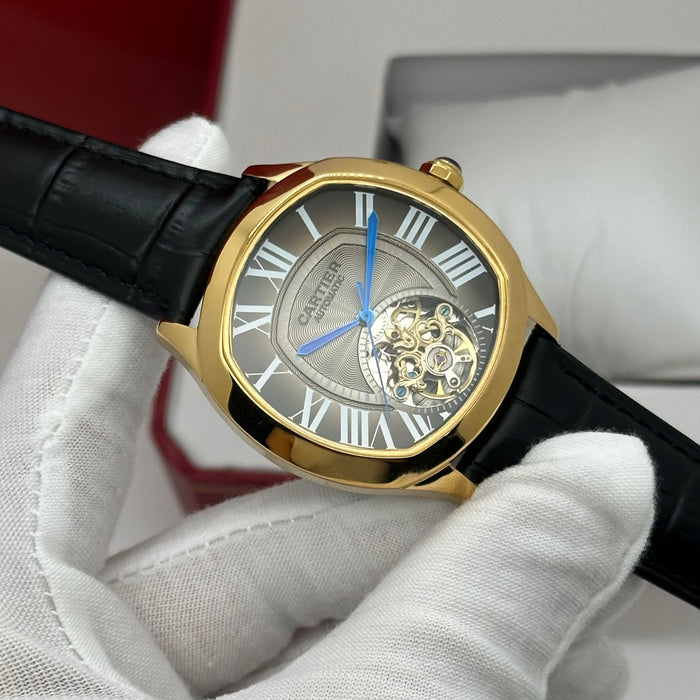 Cartier Style Gold Automatic Open Heart Watch – Champagne Dial Luxury