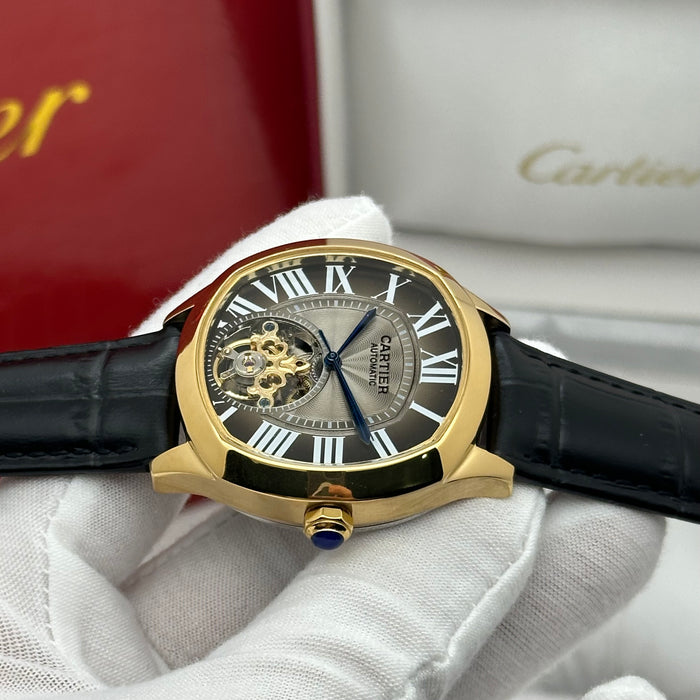 Cartier Style Gold Automatic Open Heart Watch – Champagne Dial Luxury