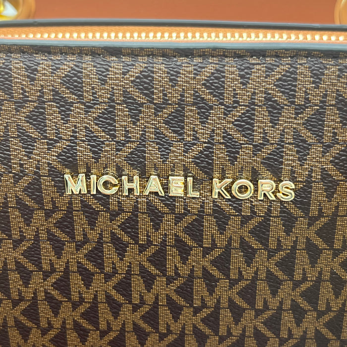 Michael Kors Signature Large Tote Bag – MK Canvas with Tortoiseshell Chain Handles