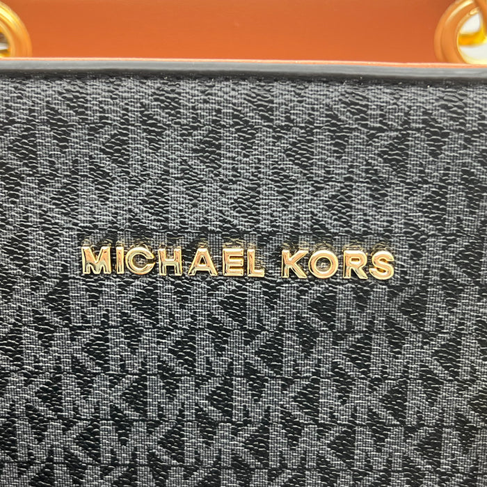 Michael Kors Signature Large Tote Bag – MK Canvas with Tortoiseshell Chain Handles