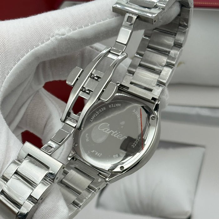 Cartier Style Chronograph Watch – Green Dial Stainless Steel Luxury