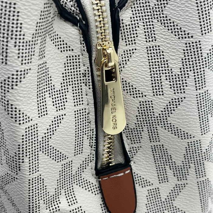 Michael Kors Medium Structured Tote Bag – Signature MK Canvas with Leather Handles