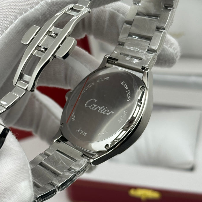 Cartier Style Chronograph Watch – Silver Dial Stainless Steel Luxury