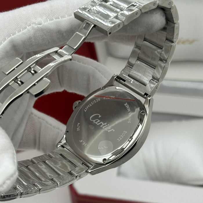 Cartier Style Chronograph Watch – Blue Dial Stainless Steel Luxury