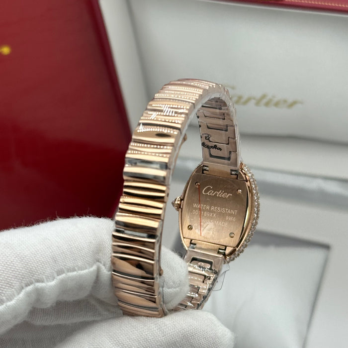 Cartier Style Oval Diamond Watch – Luxury Ladies Bracelet (Gold / Silver Options)
