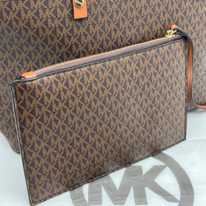 Michael Kors Jet Set Travel Large Tote Bag – Signature MK Canvas (With Pouch)