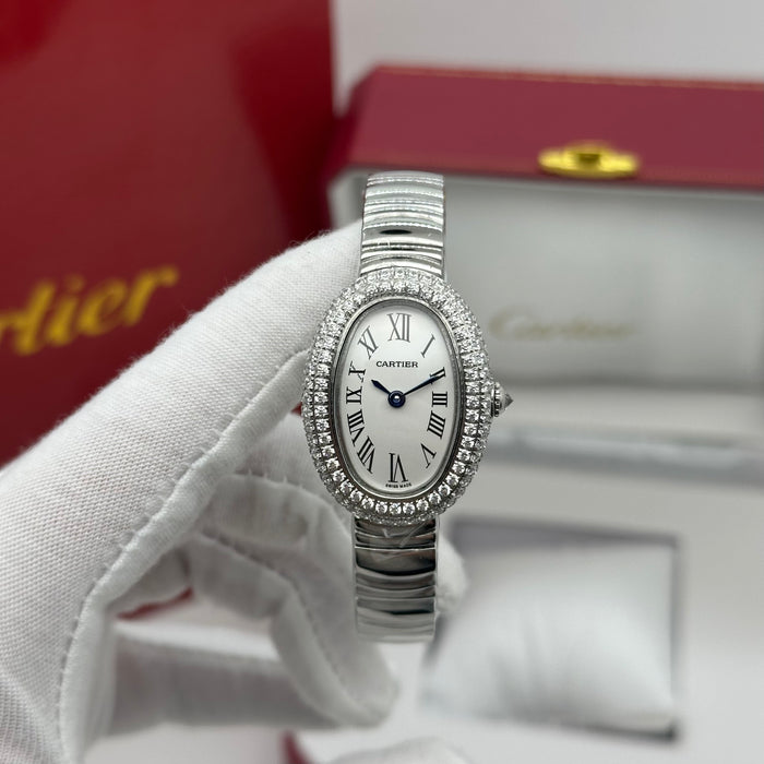 Cartier Style Oval Diamond Watch – Luxury Ladies Bracelet (Gold / Silver Options)