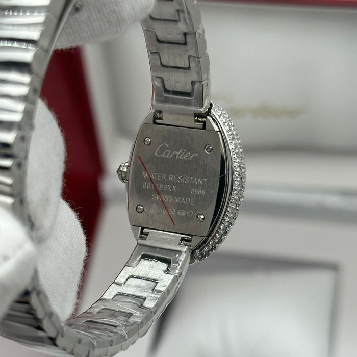 Cartier Style Oval Diamond Watch – Luxury Ladies Bracelet (Gold / Silver Options)