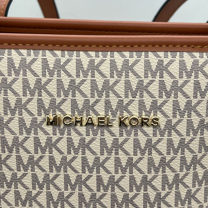 Michael Kors Jet Set Travel Large Tote Bag – Signature MK Canvas (With Pouch)