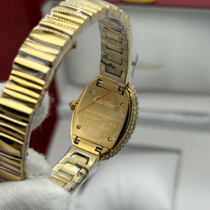 Cartier Style Oval Diamond Watch – Luxury Ladies Bracelet (Gold / Silver Options)