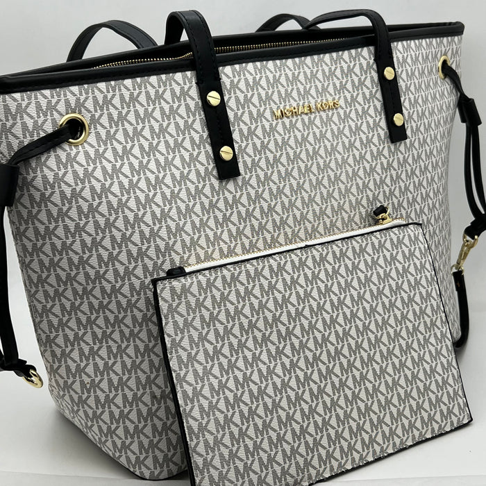 Michael Kors Jet Set Travel Large Tote Bag – Signature MK Canvas (With Pouch)