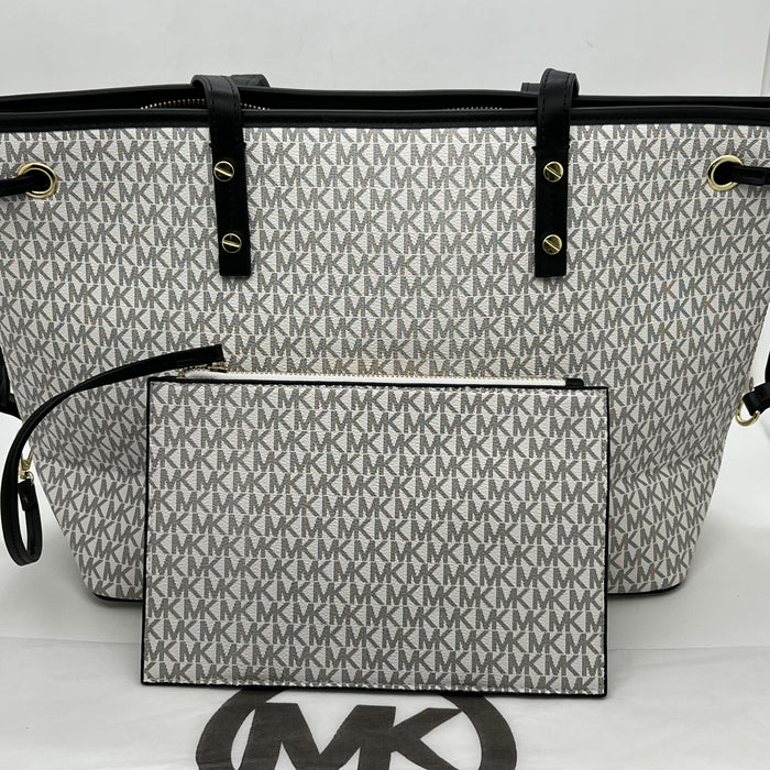 Michael Kors Jet Set Travel Large Tote Bag – Signature MK Canvas (With Pouch)