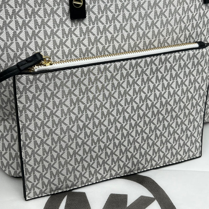 Michael Kors Jet Set Travel Large Tote Bag – Signature MK Canvas (With Pouch)