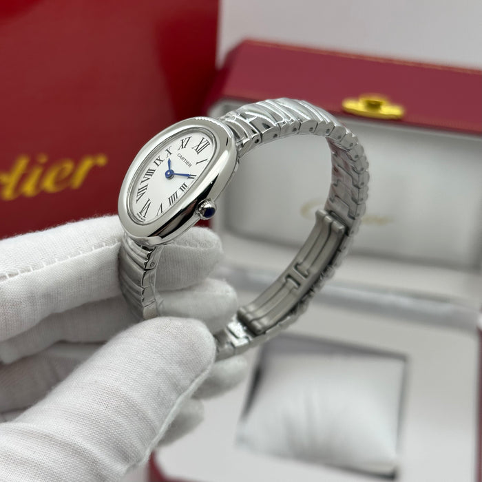 Cartier Style Oval Classic Watch – Silver & Gold Minimal Luxury Edition