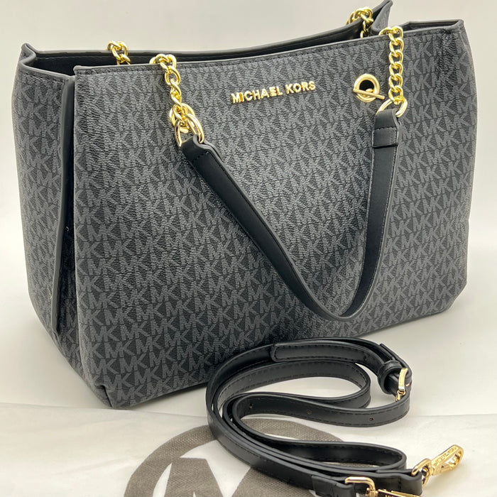 Michael Kors Jet Set Signature Chain Tote Bag – Large Luxury Shoulder Bag (Multi Colors)