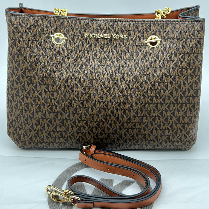 Michael Kors Jet Set Signature Chain Tote Bag – Large Luxury Shoulder Bag (Multi Colors)