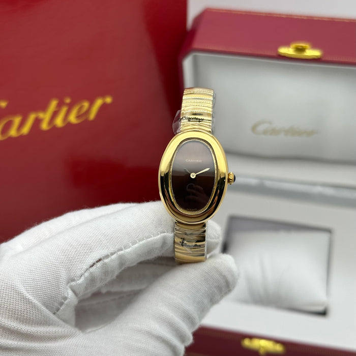 Cartier Style Oval Gold Minimal Watch – Elegant Slim Luxury Bracelet