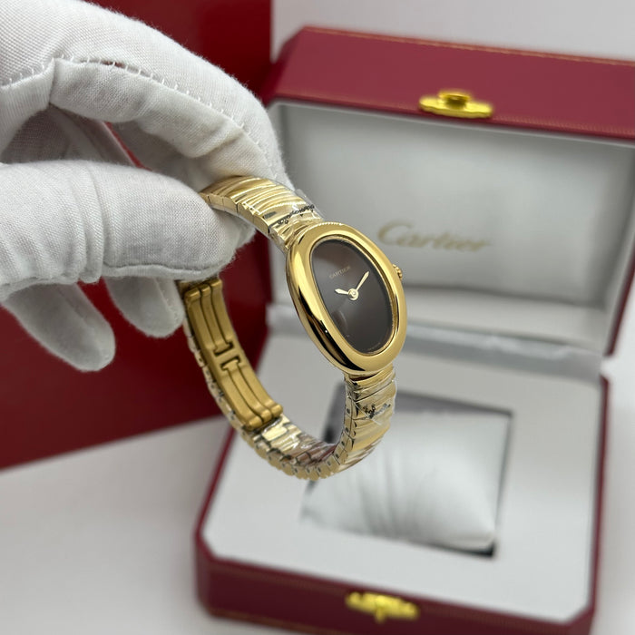 Cartier Style Oval Gold Minimal Watch – Elegant Slim Luxury Bracelet