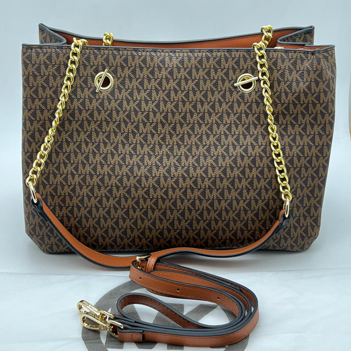 Michael Kors Jet Set Signature Chain Tote Bag – Large Luxury Shoulder Bag (Multi Colors)