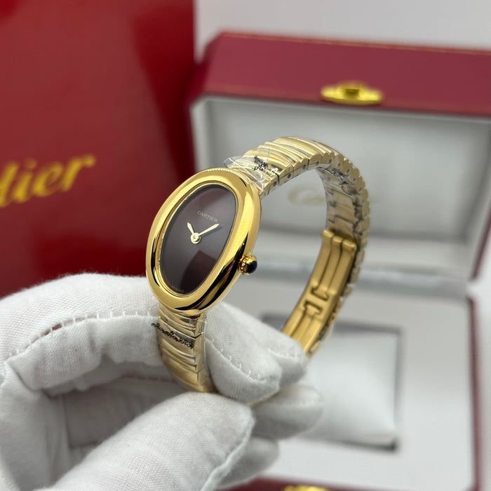 Cartier Style Oval Gold Minimal Watch – Elegant Slim Luxury Bracelet