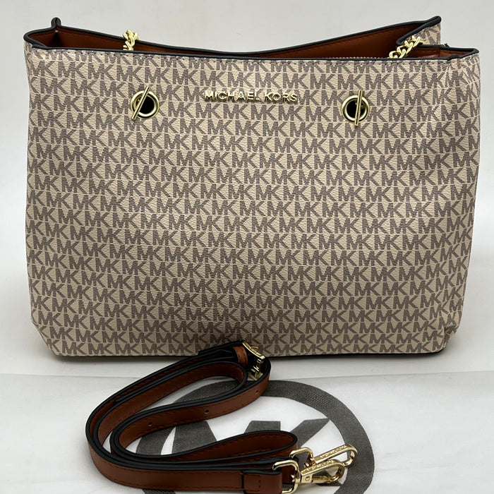 Michael Kors Jet Set Signature Chain Tote Bag – Large Luxury Shoulder Bag (Multi Colors)