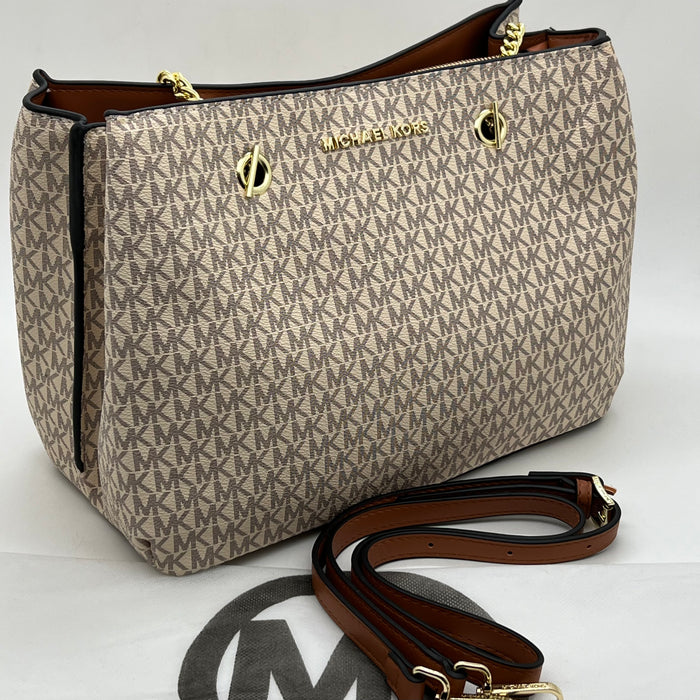 Michael Kors Jet Set Signature Chain Tote Bag – Large Luxury Shoulder Bag (Multi Colors)