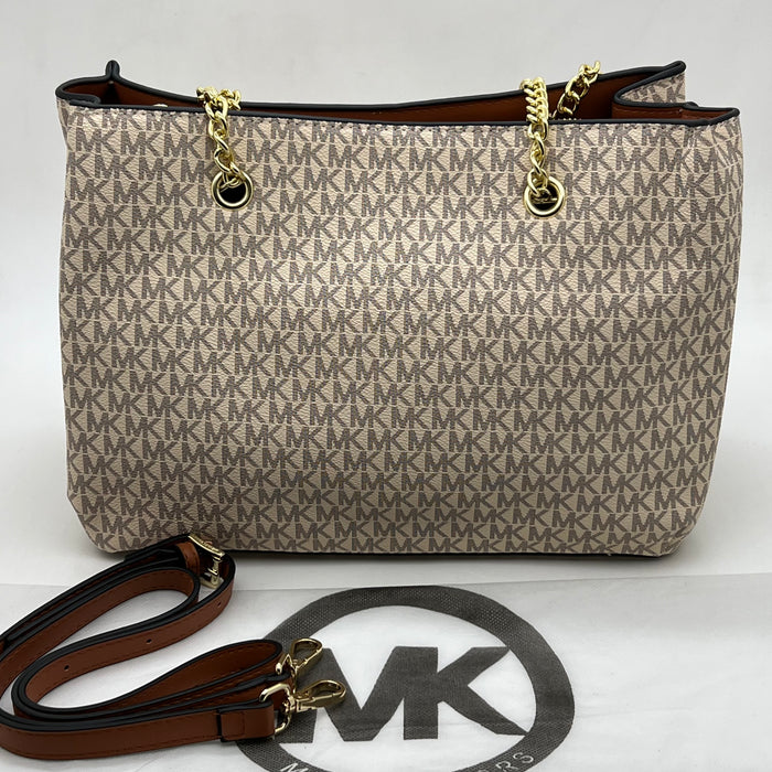 Michael Kors Jet Set Signature Chain Tote Bag – Large Luxury Shoulder Bag (Multi Colors)