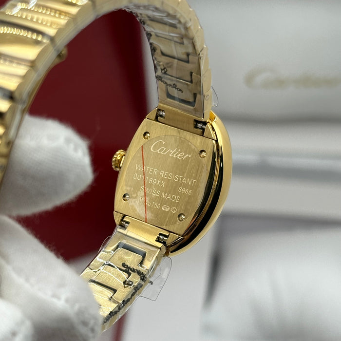Cartier Style Oval Gold Watch – Minimal Black Dial Luxury Bracelet