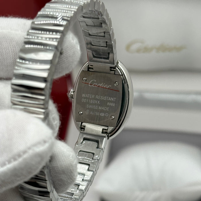 Cartier Style Oval Diamond Watch – Luxury Women Bracelet (Gold & Silver)