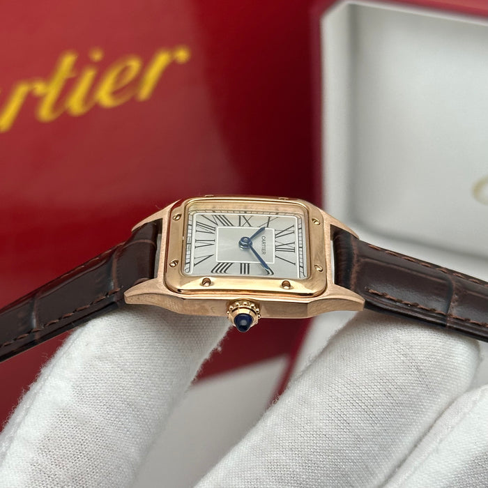 Cartier Santos Two-Tone Rose Gold – Brown Leather Strap Luxury His&Hers Watch