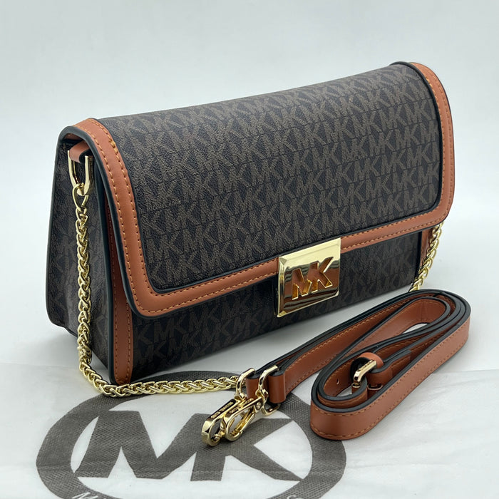 Michael Kors MK Chain Flap Crossbody Bag – Signature Monogram Shoulder Bag (Multi Colors)
