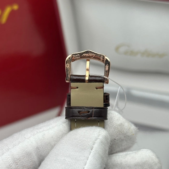 Cartier Santos Two-Tone Rose Gold – Brown Leather Strap Luxury His&Hers Watch