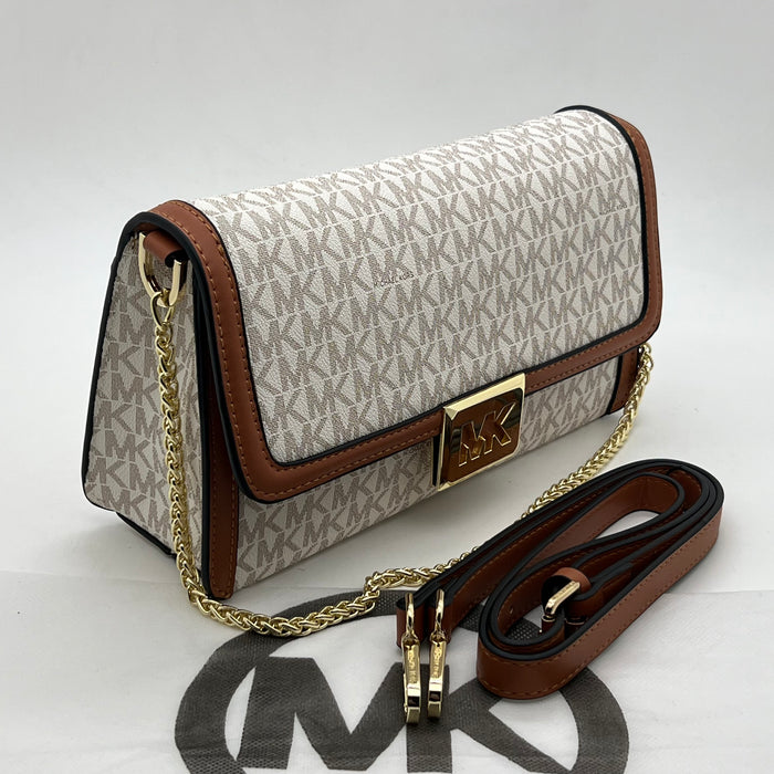 Michael Kors MK Chain Flap Crossbody Bag – Signature Monogram Shoulder Bag (Multi Colors)