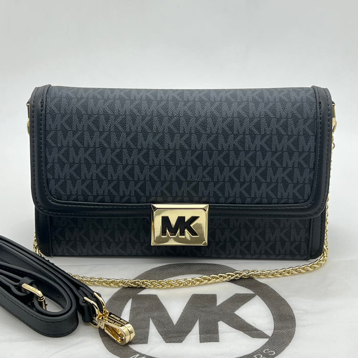 Michael Kors MK Chain Flap Crossbody Bag – Signature Monogram Shoulder Bag (Multi Colors)