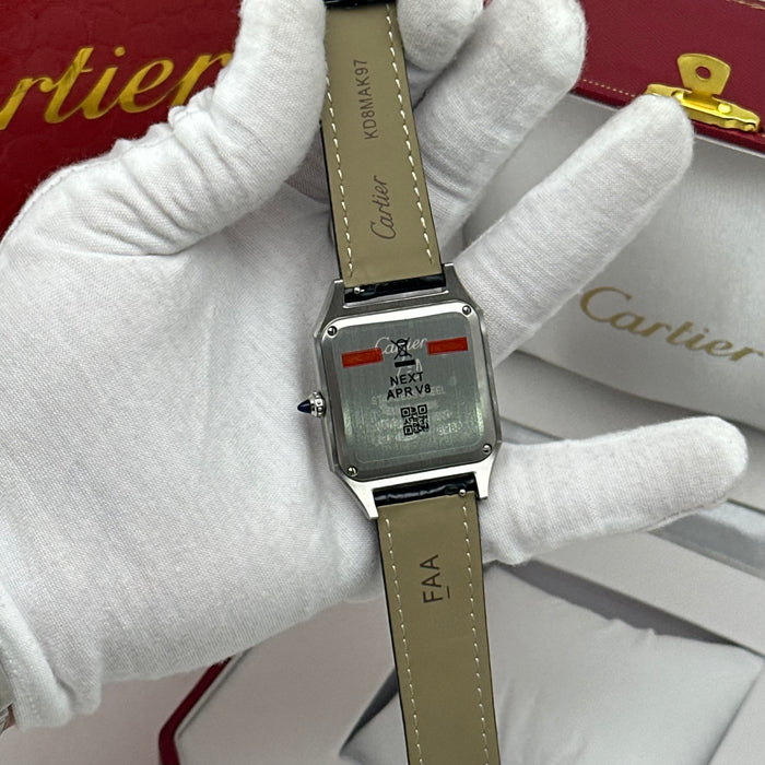 Cartier Santos Stainless Steel 40MM – Silver Dial with Blue Leather Strap Luxury Watch
