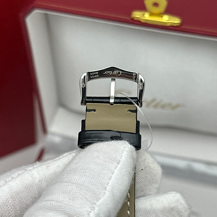 Cartier Santos Stainless Steel 40MM – Black Dial Luxury Watch with Black Leather Strap