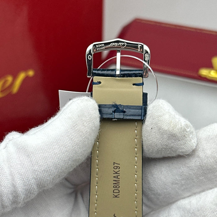 Cartier Santos Stainless Steel 40MM – Blue Dial Luxury Watch with Blue Leather Strap