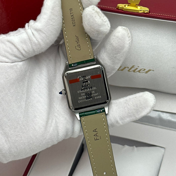 Cartier Santos Two-Tone Rose Gold & Steel 40MM – Green Leather Strap Luxury Watch