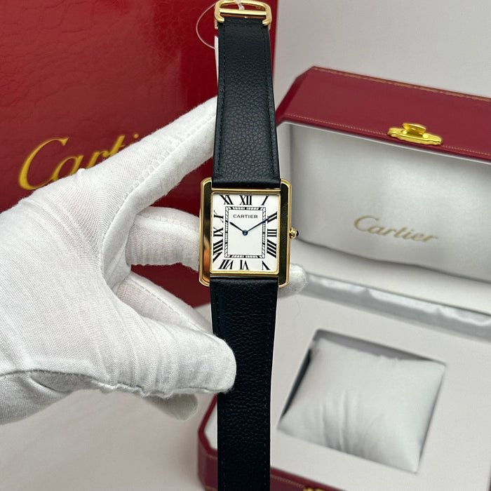 Cartier Ballon Tank Gold Case – Classic Leather Strap Luxury Watch